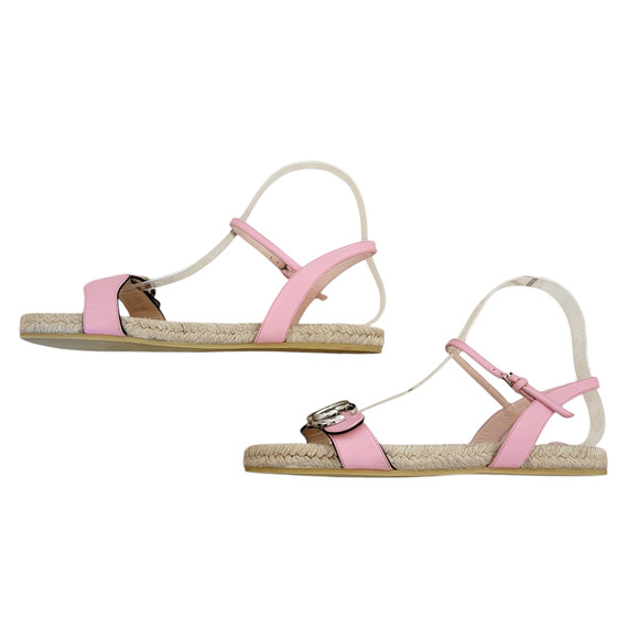 Gucci Marmont Pink Espadrille GG Logo Strappy Sandals Flat 6.5 36.5 - Picture 9 of 11